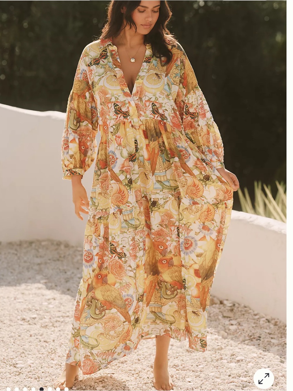 Anthropologie Carolita Printed Shirt Maxi Dress by Emily Carter x Celandine